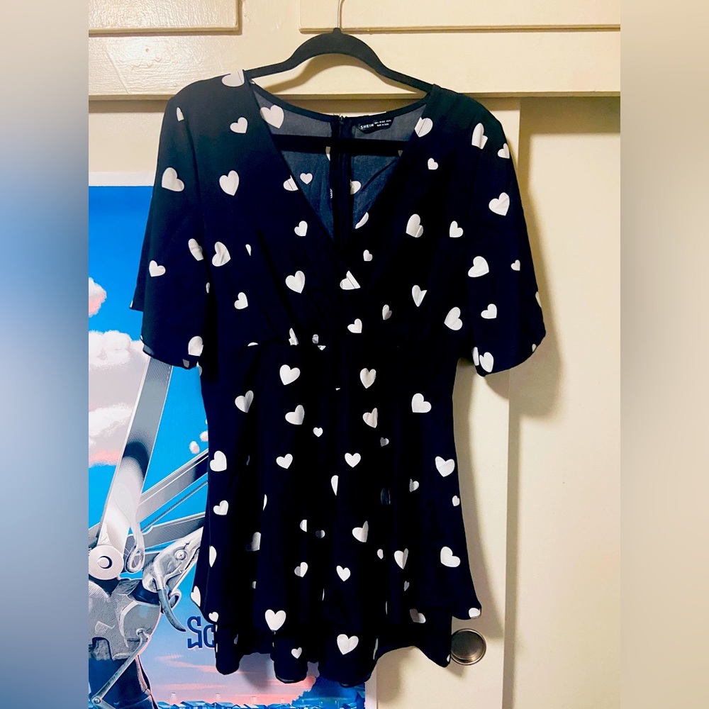 Cute Heart Print Romper One Piece